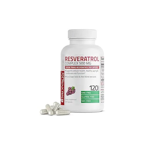 Bronson Resveratrol 500 Mg | Grape Seed & Red Wine Extract - 120 Capsules